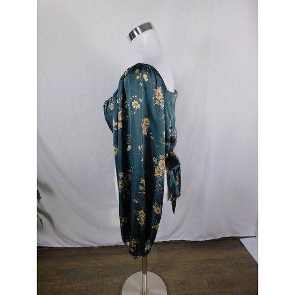 Altar'd State Blouse Womens Large Green Floral Tie Back Long Sleeve Delinca - Picture 3 of 12